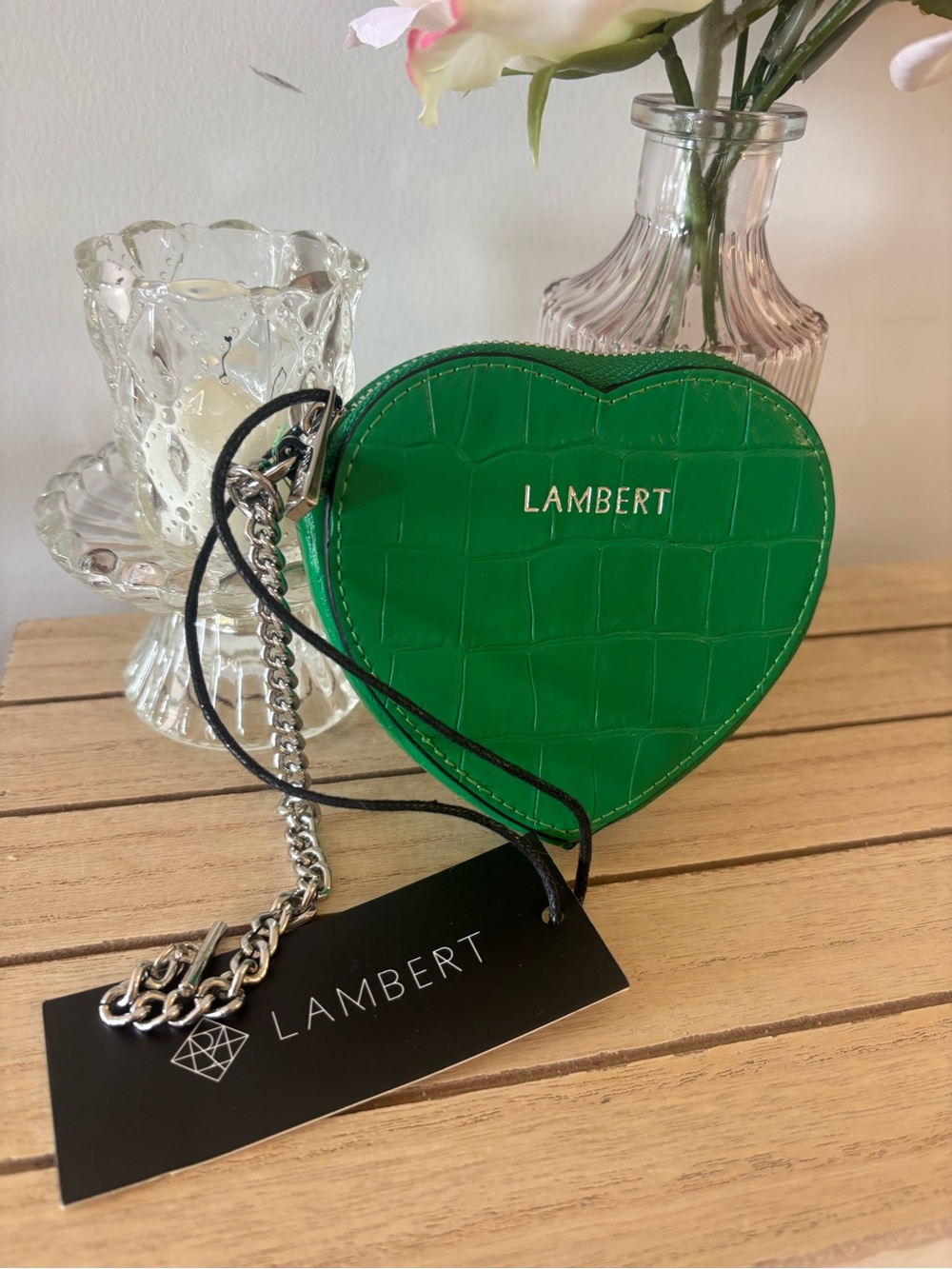 Nwt Lambert Green Heart Crossbody coin purse - wallet